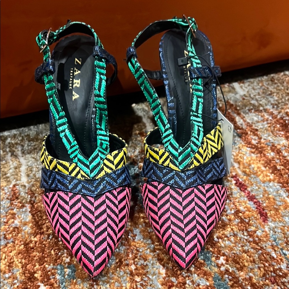 Zara Women's Colorful Geometric Heels